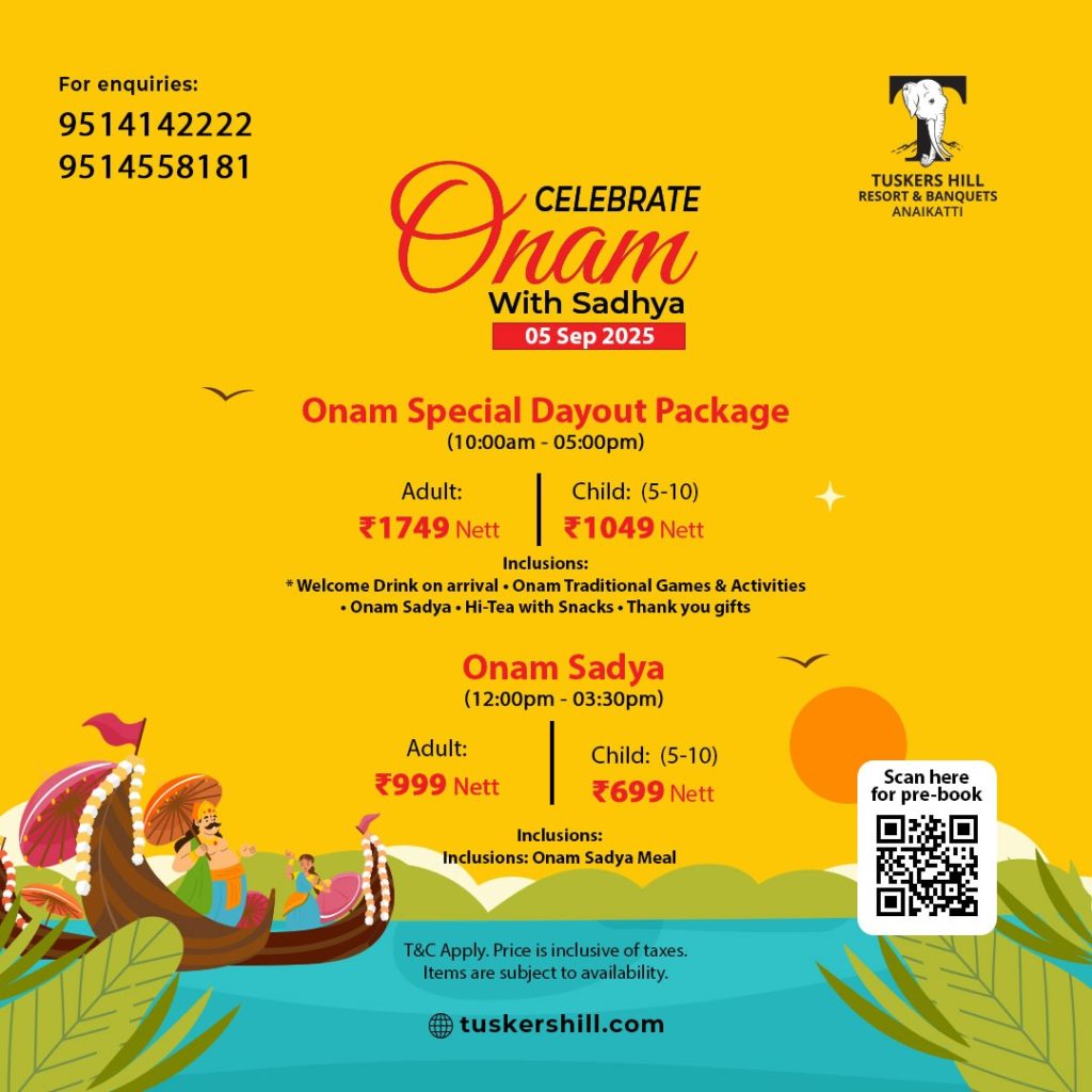 Celebrate Onam with Sadya at Anaikatti